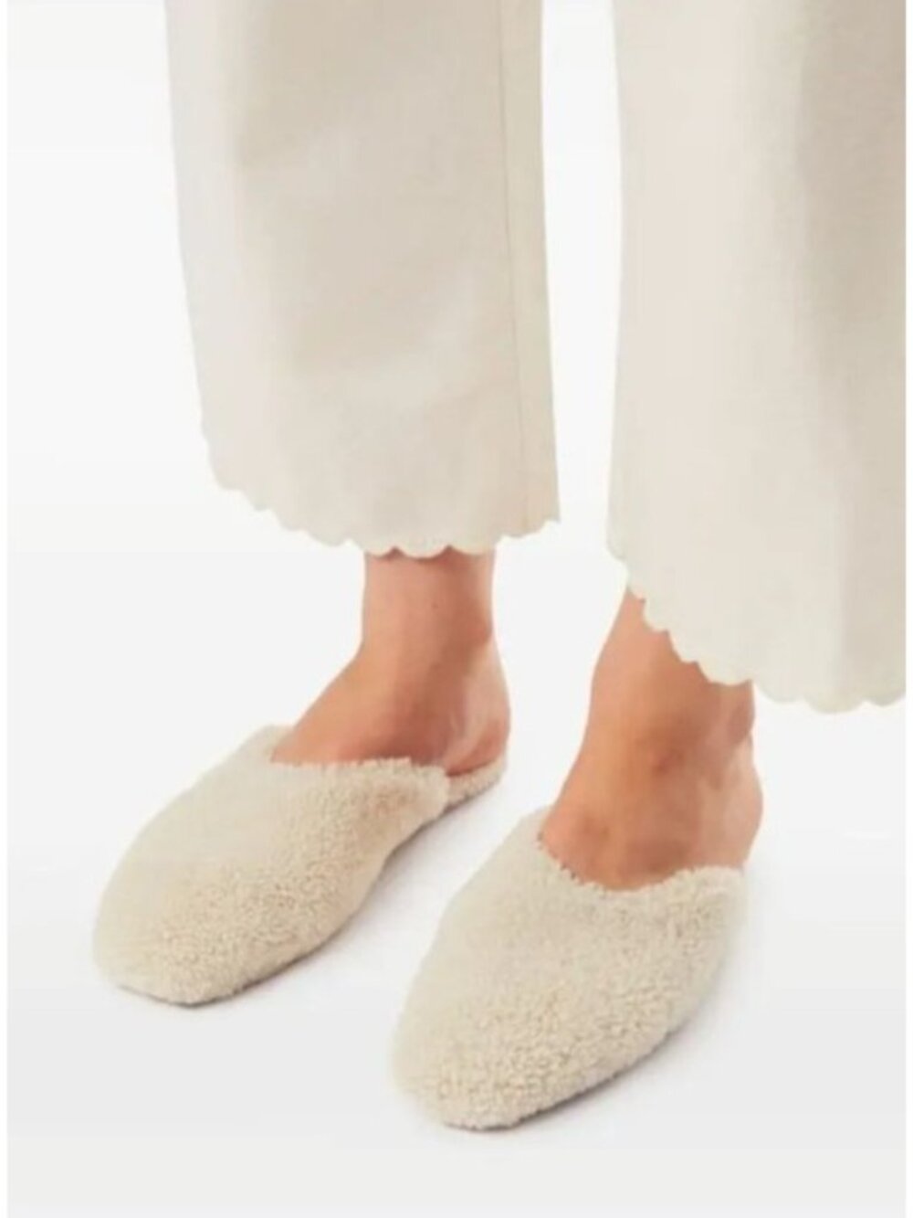Avec Modération Shearling Wool Slide Slippers EU 39 Beige Cozy Luxury Italy